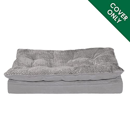 Furhaven Replacement Dog Bed Cover Minky Plush & Suede Pillow Top Mattress, Machine Washable - Titanium Gray, Medium - color: Pillow Top - Minky Plush & Suede (Titanium Gray), size: Medium