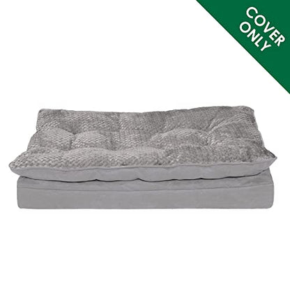Furhaven Replacement Dog Bed Cover Minky Plush & Suede Pillow Top Mattress, Machine Washable - Titanium Gray, Medium - color: Pillow Top - Minky Plush & Suede (Titanium Gray), size: Medium