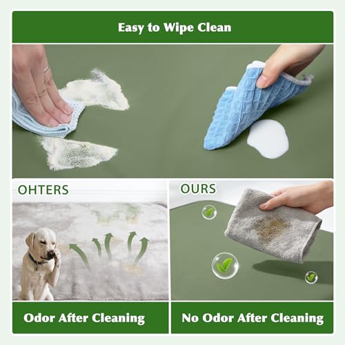 Vonabem Outdoor Dog Bed Waterproof Washable, XL Large Dogs Crate Pad 42 inch, Wipeable Leather Pet beds, Foam Anti-Slip Kennel Pads with Removable Cover Reversible, 41"x27" Green - color: Green, size: XL(41x27x3.5)