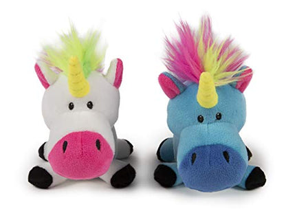 goDog (2 Count) Magical Creatures Unicorn Squeaky Plush Dog Toy, Chew Guard Technology - Blue/White, Small - size: Small, style: Unicorns, 2-Pack