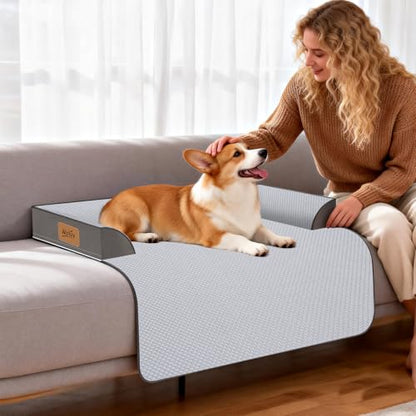 Extra Large Dog Bed for Couch, Cooling Orthopedic Dog Bed, Removable Washable Cover, Waterproof Lining, Non-Slip Bottom, Dog Sofa Bed with Extended Mat, Size: 45"*37"*4.9" - size: X-Large