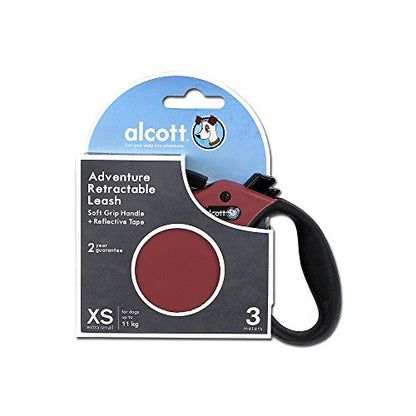 Alcott Adventure Retractable Reflective Belt Leash, 10' Long, Extra Small for Dogs Up to 25 lbs, Red with Black Soft Grip Handle - color: Red, size: Extra Small