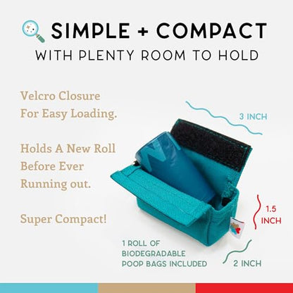 Dog Poop Bag Holder for Leashes, Cat Waste Bag Dispenser, 1000D Nylon, Attach to Cat Leash, Poop Bag Dispenser, Fits Standard Dog Poop Bags - Wildebeest (Turquoise) - color: Turquoise
