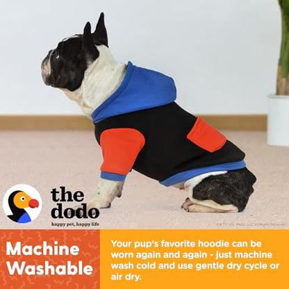 The Dodo Dog Hoodie, Black Colorblock, Size Large; Everyday Apparel for Dogs, Cute Dog Sweatshirt - size: Large
