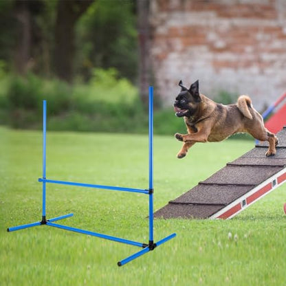 Shappy 4 Pieces Dog Agility Equipment with Adjustable Height Jump Bars Adjustable Dog Agility Jumps with Carry Bag Exercise Jumping Hurdles for Indoor Outdoor Course Game(Blue) - color: Blue