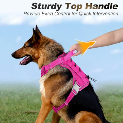 BARKBAY Service Dog Vest Tactical Dog Harness Medium Large Sized Dog No Pull Adjustable Dog Harness Reflective K9 Working Training Easy Control Military Molle System(Pink,XL) - color: Pink, size: X-Large