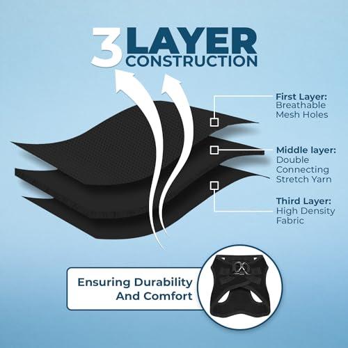 Best Pet Supplies - All Weather Mesh / Plush, Reflective, No Pull Harness for Small, Medium Dogs, Cats - Secure with Hook & Loop Fastener, Buckle, Double D-Rings - Black/Black Trim, L - color: Harness (Black/Black Trim), size: L (Chest: 18 - 20.5")