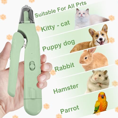2-in-1 Dog Nail Clippers & Dog Nail Grinder with 2 LED Lights, Ultra-Quiet, Multiple Grinding Methods, USB Rechargeable and Splash Guard for Small, Medium, and Large Dogs & Cats (Green) - color: Green
