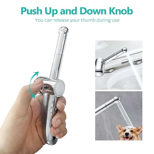 BARROCK Hand Held Bidet Sprayer for Toilet Shattaf Sprayer Replacement, 7 Holes Handheld Jet Spraying Ergonomic Handle Design Baby Cloth Diaper, Brass Valve Inside Chrome - color: Chrome