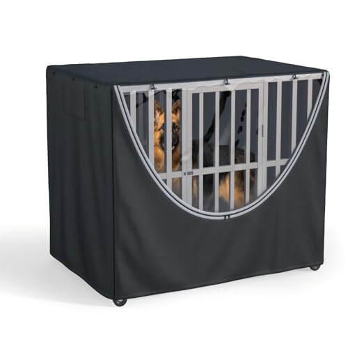 Dog Cage Cover Fits Metal Dog Cages All-Weather Indoor/Outdoor Protection Windproof, Rainproof, Cold-Resistant Large Dog Kennel Cover (Black, 38"L x 26.3"W x 31"H) - color: Black, size: 38"L x 26.3"W x 31"H
