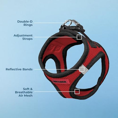 Voyager Step-in Air All Weather Mesh Harness and Reflective Dog 5 ft Leash Combo with Neoprene Handle, for Small, Medium and Large Breed Puppies by Best Pet Supplies - Red, X-Small - color: Leash Harness Set (Red Base), size: XS (Chest: 13 - 14.5")