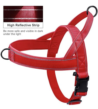Red No Pull Dog Harness for Small Medium Large Sized Dog, Reflective Escape Proof Adjustable Dog Harnesses with 2 Patch, M - color: Red, size: M-Chest size 22-27.5''