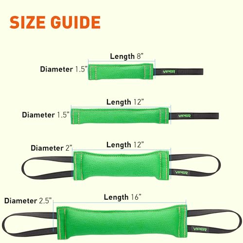 Viper Heavy Duty French Linen Dog Bite Tug Toy - K9 Trainer, Tough and Durable for Dogs Shutzhund IPO K-9 - Green - 16in L x 2.5in W - color: Green, size: 16in L x 2.5in W