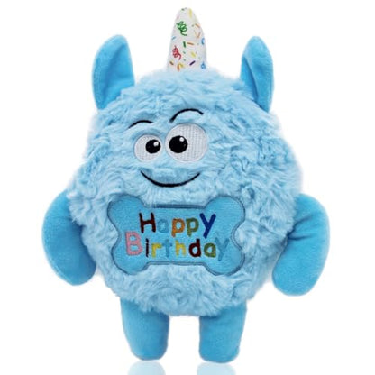 Plush Dog Birthday Toy for Girl Boy Gifts, Crinkle Squeaky Dog Toy Keep Them Busy Tug of War Stuffed Dog Chew Toy for Small Medium Large Dogs (Sky Blue) - color: Sky Blue