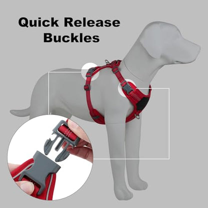 Plutus Pet No Pull Dog Harness, Release at Neck, Soft Padded, Reflective Adjustable Dog Vest Harness for Small, Medium, Large Dogs(Red, S) - color: Red, size: S