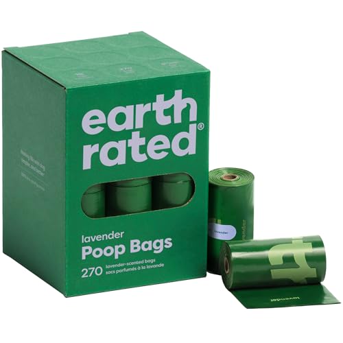 Earth Rated Poop Bags for Dogs, Guaranteed Leak Proof and Extra Thick Waste Bag Refill Rolls, Lavender Scented, 270 Bags - size: 270 Bags, style: Lavender