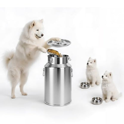 30-40 LBS Stainless Steel Pet Food Storage Container with Airtight Lid | Dog Food Storage Bin, Large Capacity, Scoop Included, 304 Metal Material, Convenient Handle