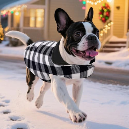 ASENKU Dog Winter Coat, Fleece Doggie Jacket Plaid Reversible Vest Waterproof Windproof Cold Weather Clothes for Small Medium Large Dogs (M, White) - color: White, size: Medium