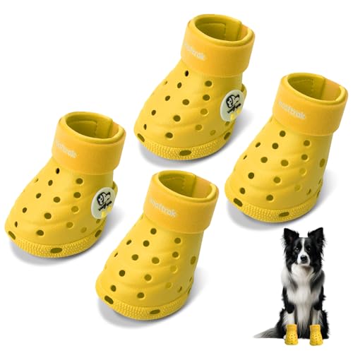 Dog Shoes Breathable Dog Shoe for Hot Pavement, Dog Booties and Paw Protectors, Non-Slip Waterproof Dog Sandals Boots (Yellow, L: (3.1’’x2.5'')(L*W)) - color: Yellow, size: L: (3.1’’x2.5'')(L*W)