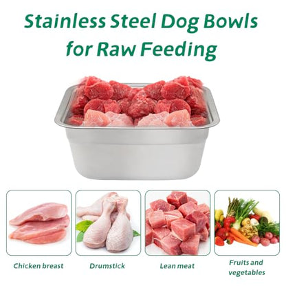Dog Bowl Stainless Steel Water and Feed Dish with Non-Slip Pads (0.85Gal-1 Set) - size: 0.85Gal-1 Set