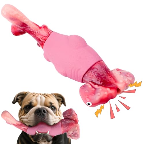 BIKIISEN Dog Toys for Aggressive Chewers, Interactive Dog Chew Toy for Large Dogs, Indestructible Squeaky Toys to Keep Them Busy, Tough Toy for Medium/Large Breed Dogs Pink - color: Pink