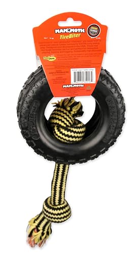 Mammoth TireBiter2 Tug & Toss For Strong Chewers Large Dogs Up To 90-Pounds - size: Large 6", style: Tire with Cotton-Poly Rope