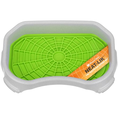 Neater Pets Neat-LIK Dog Lick Mat w/Mess-Proof Tray, Lick Mat for Dogs, Cats, Puppy, Reduces Anxiety & Boredom, Peanut Butter Slow Feeder, Interactive Treat Licking Pad (Green/Vanilla Bean) - color: Green Mat w/ Vanilla Bean Tray