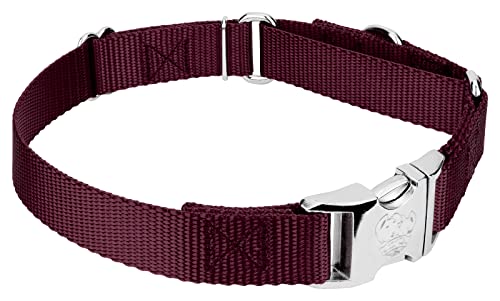 Country Brook Petz - Martingale Dog Collar - Heavy Duty Nylon Adjustable Martingale Dog Collar with Premium Buckle for Small Medium Large Breeds (5/8 Inch, Extra Small, Burgundy) - color: Burgundy, size: Extra Small (Pack of 1)