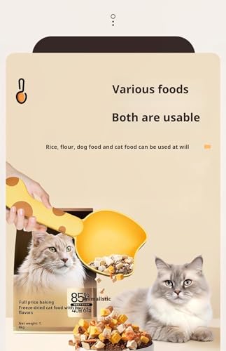 Pet Food Scoop with Measuring Scale, Long Handle Rice Scoop with Bag Clip, Multi-Purpose Measuring Cup for Dog Food, Cat Food, Rice, Grain, Kitchen Storage Scoop (White) - color: White