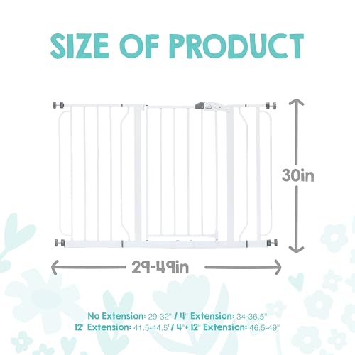 Regalo White Extra Wide Metal Pet Gate, 2" L X 49" W X 30" H - color: White, size: 29-49"W x 30"H