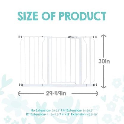 Regalo White Extra Wide Metal Pet Gate, 2" L X 49" W X 30" H - color: White, size: 29-49"W x 30"H
