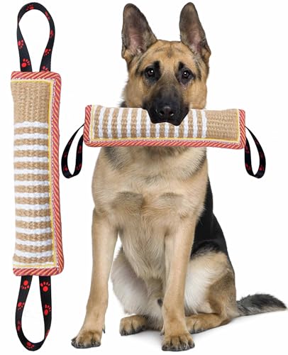 Clysoru Dog Tug Toy Tough Jute Bite Pillow Lasting Training Equipment Puppy to Large Dogs Interactive for Large and Small - color: Pink footprint