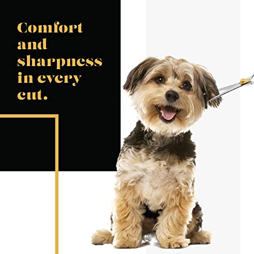 Sharf Gold Touch Pet Grooming Shear | Straight Cat & Dog Grooming Scissors | 6.5 Inch | 440c Japanese Stainless Steel Pet Dog Shearing Scissors | Animal Shears with Removable Comfort Rings - size: 6.5 Inches, style: Straight Scissors - Blunt Tip