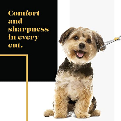 Sharf Gold Touch Pet Grooming Shear | Straight Cat & Dog Grooming Scissors | 6.5 Inch | 440c Japanese Stainless Steel Pet Dog Shearing Scissors | Animal Shears with Removable Comfort Rings - size: 6.5 Inches, style: Straight Scissors - Blunt Tip