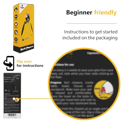 LED Dog Nail Clippers with Light Illumination, Trimmers with Protective Guard, Safety Lock and Nail File - Suitable for Large and Small Dogs & Cats (Yellow) - color: Yellow, size: Medium-Large (LED)