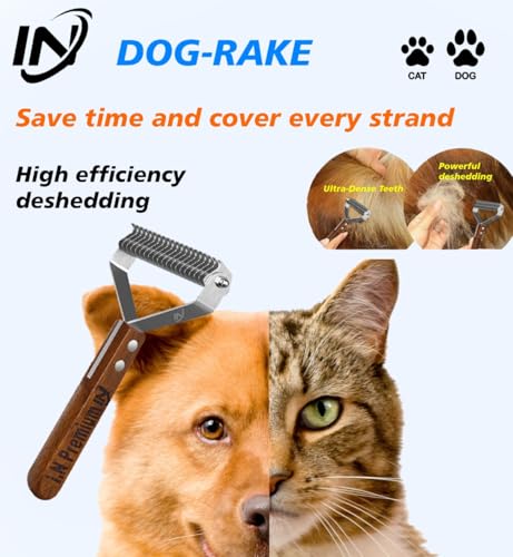 Large 2-Sided Undercoat Rake for Dogs & Cats, Dog Brush for Shedding Remove Mats, Dematting Comb, Safe & Gentle Grooming Brush for German Shepherd Medium to Long 2-Sided Dematting Comb - size: 2-Sided Dematting Comb