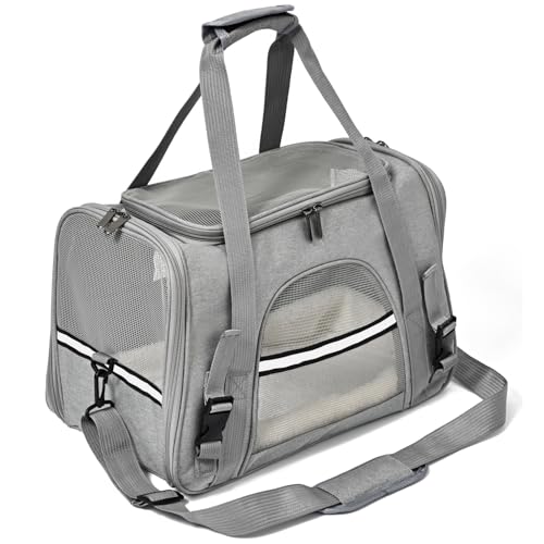 Dog Cat Carrier Soft for Small Pet Up to 16 Lbs TSA Airline Approved Travel Carrier Collapsible Puppy Car Mesh Bag 17.5 * 10.2 * 11.4 inch - Grey - color: Grey