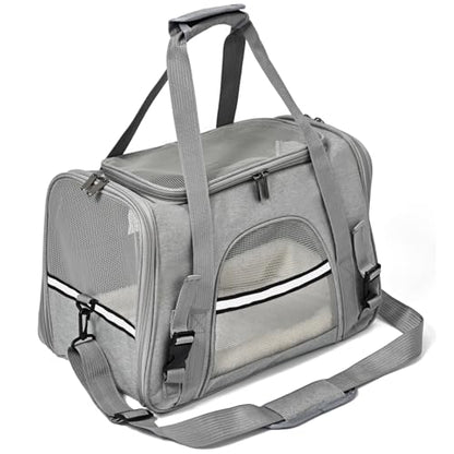 Dog Cat Carrier Soft for Small Pet Up to 16 Lbs TSA Airline Approved Travel Carrier Collapsible Puppy Car Mesh Bag 17.5 * 10.2 * 11.4 inch - Grey - color: Grey