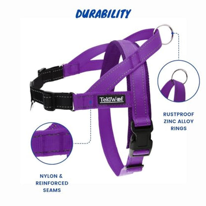 No Pull Dog Harness with Handle, Rear & Front Clip, Adjustable, Easy On/Off, Reflective, Lightweight & Mesh Padded, No Choke. Dog Harness Small Sized Dog (Purple-Black, Small) - color: Purple-Black, size: Small