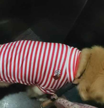 Turtleneck Dog Shirt Cute Doggie Embroidery Super Soft Dog Sweatshirt Stretchy Striped Puppy Pullover for Cats Small Medium Large Dogs (Red Striped, 5X-Large) - color: Red Striped, size: 5X-Large