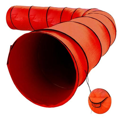 Houseables Dog Agility Tunnel, Dog Tunnel, Agility Equipment, 18 Feet, Puppy Obstacle Course, Crawling, Pet Playground, Small, Medium, Large, Indoor/Outdoor, Play, Pop Up Set, Exercise Tube, Toy, Red - color: Red
