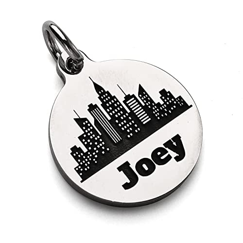 Deep Engraved Dog ID Tag Stainless Steel Personalized Customized Unique Pet ID Card Wolf Round (City S) - size: City S