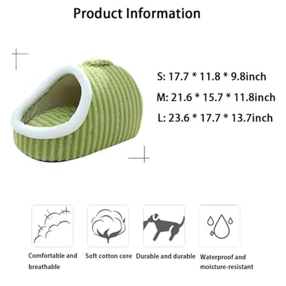 Warm Nest Bed, Soft Cozy Pet Cave with Removable Cushion, Non-Slip Washable Soft Slipper Cave for Small and Medium Pets (Blue, Medium) - color: Blue, size: Medium