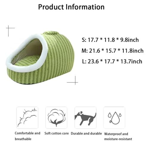 Warm Nest Bed, Soft Cozy Pet Cave with Removable Cushion, Non-Slip Washable Soft Slipper Cave for Small and Medium Pets (Yellow Grid, Medium) - color: Yellow Grid, size: Medium