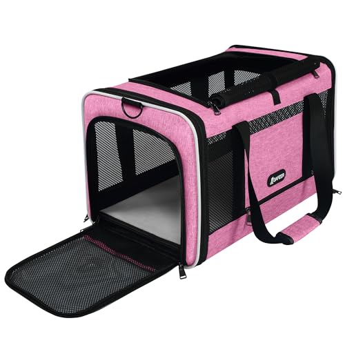 GAPZER Cat Carrier 18x11x11 Delta Airline Approved, Easy Load Soft Pet Plane Travel Bag 15 pounds, Teacup Dog Crate 12 lbs, Yorkie Kennel Carrying Case, Kitten Toy Poodle Mesh Cage up to 20lbs Pink - color: Pink