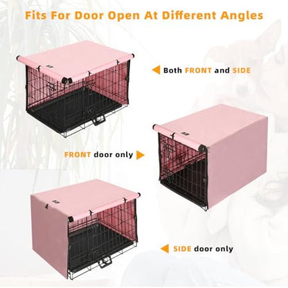 X-ZONE PET Double Door Dog Crate Cover - Polyester Pet Kennel Cover Fits 24 inches Wire Dog Cage Pink - color: Pink, size: 24.0"L x 18.0"W x 20.0"H