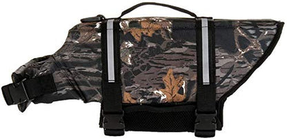 Izefia Dog Life Jacket Swimming Safety Coat Floatation Life Vest Life Saver with Handle for Small Dog Puppy Large Dog (Camouflage Dark, XS) - color: Camouflage Dark, size: X-Small