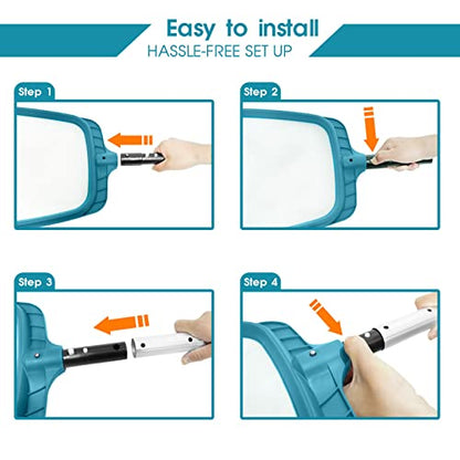 POOLWHALE Professional Pool Skimmer Net,Fine Mesh Net Bag,Heavy Duty Swimming Leaf Skimmer Cleaning Tool - Fast Cleaning,Debris Pickup Removal- Fits Standard Swimming Pool Poles(No Pole) - size: Pool Skimmer