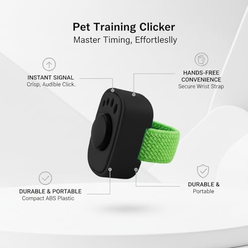 Dog Training Clicker with Wrist Strap - Battery-Free ABS Plastic Tool for Precise Sound Cues (1 Pack, Black)