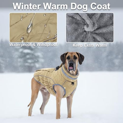 Dog Coat, Warm Dog Winter Coat for Small Dogs, Waterproof Jacket with Harness Built in, Reflective Turtleneck Cold Weather Coats with Zipper,Pet Fleece Vest Snow Jacket, Brown S - color: Brown, size: S